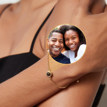 Photo Projection Bracelet - Personalized Gift for Women - Custom Jewelry For Her - Custom Bracelet Picture - Personalised Photo Gift Bracelet Gold Brother & Sisters